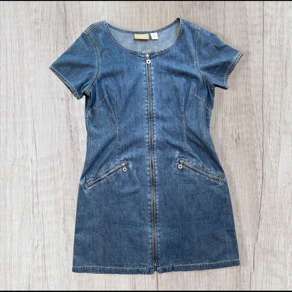 Vintage Dresses & Skirts - 90s Liz Claiborne Zip Denim Dress